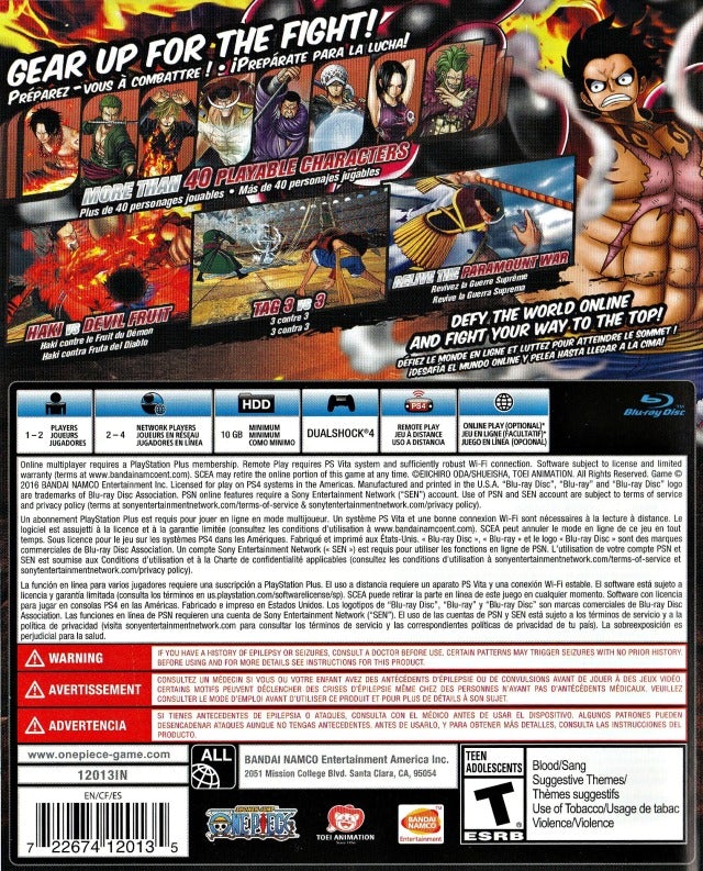 One Piece: Burning Blood - (PS4) PlayStation 4 [Pre-Owned] Video Games Bandai Namco Games   