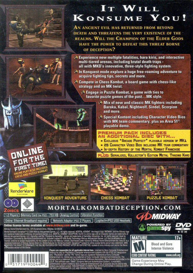 Mortal Kombat: Deception (Premium Pack Bonus Disc) - (PS2) PlayStation 2 [Pre-Owned] Video Games Midway   
