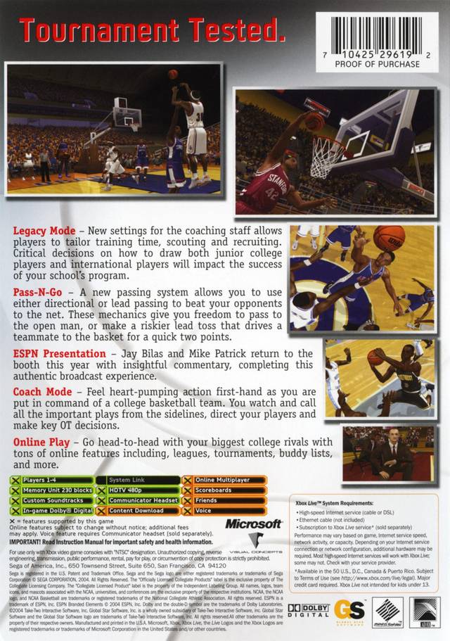 ESPN College Hoops 2K5 - (XB) Xbox [Pre-Owned] Video Games Sega   