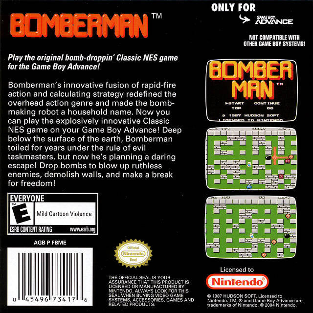 Classic NES Series: Bomberman - (GBA) Game Boy Advance Video Games Nintendo   