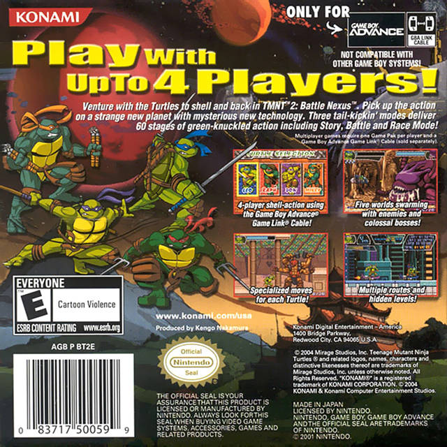 Teenage Mutant Ninja Turtles 2: Battle Nexus - (GBA) Game Boy Advance [Pre-Owned] Video Games Konami   