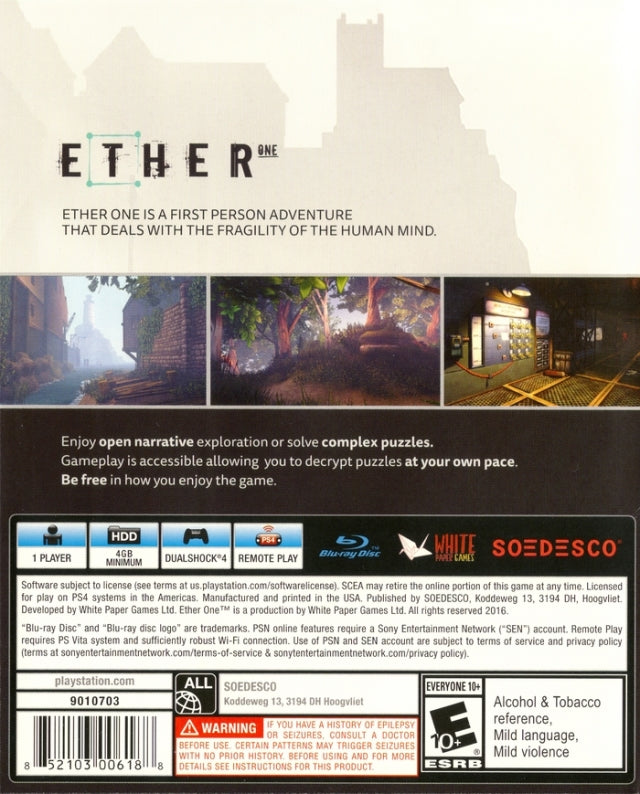 ETHER One - PlayStation 4 Video Games Soedesco   