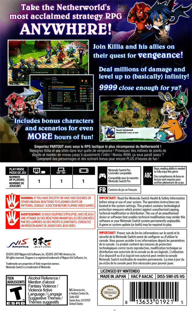 Disgaea 5 Complete - (NSW) Nintendo Switch Video Games NIS America   