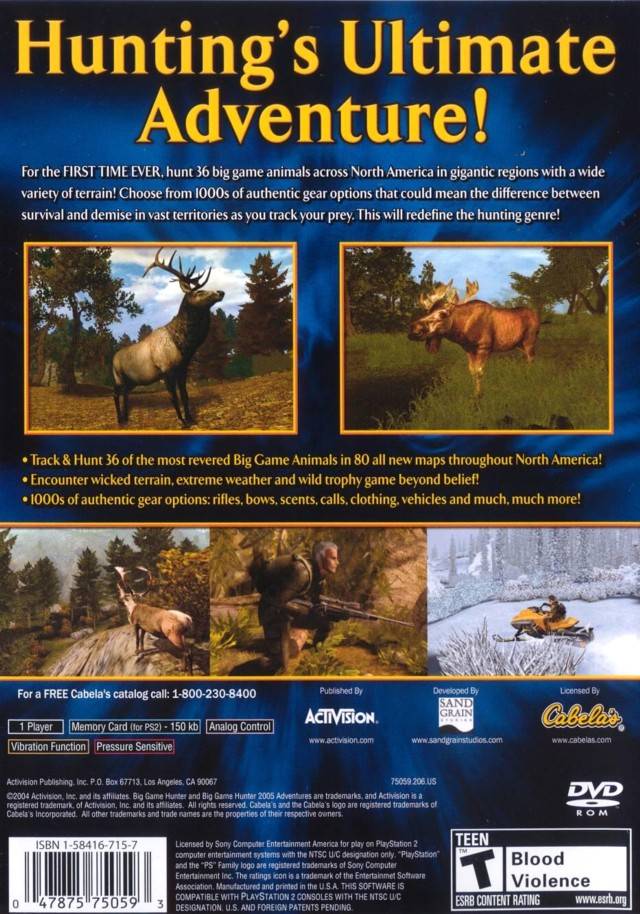 Cabela's Big Game Hunter 2005 Adventures - (PS2) PlayStation 2 [Pre-Owned] Video Games Activision   
