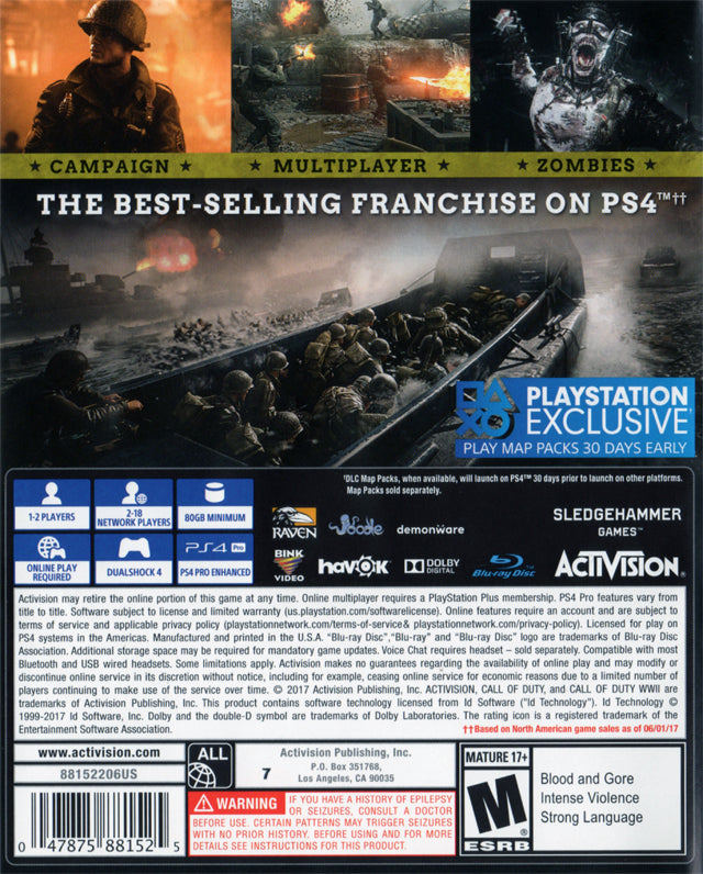Call of Duty: WWII - (PS4) PlayStation 4 [Pre-Owned] Video Games Activision   