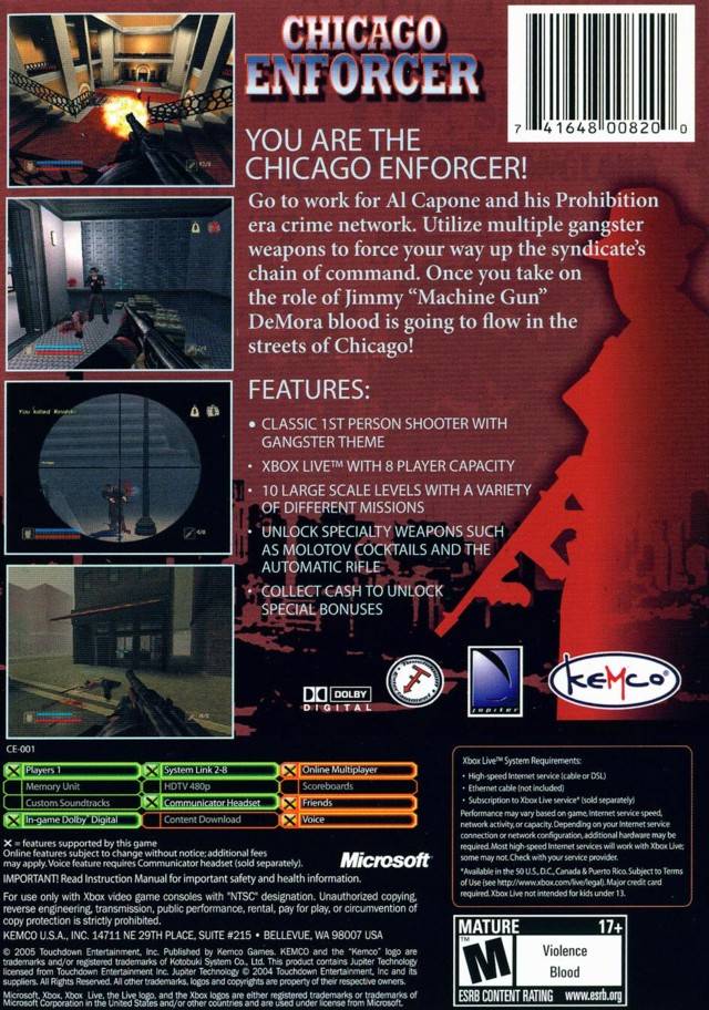 Chicago Enforcer - Xbox Video Games Kemco   