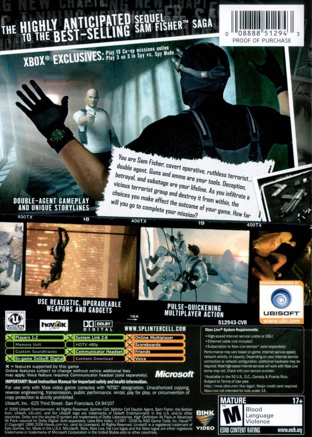 Tom Clancy's Splinter Cell Double Agent - (XB) Xbox [Pre-Owned] Video Games Ubisoft   