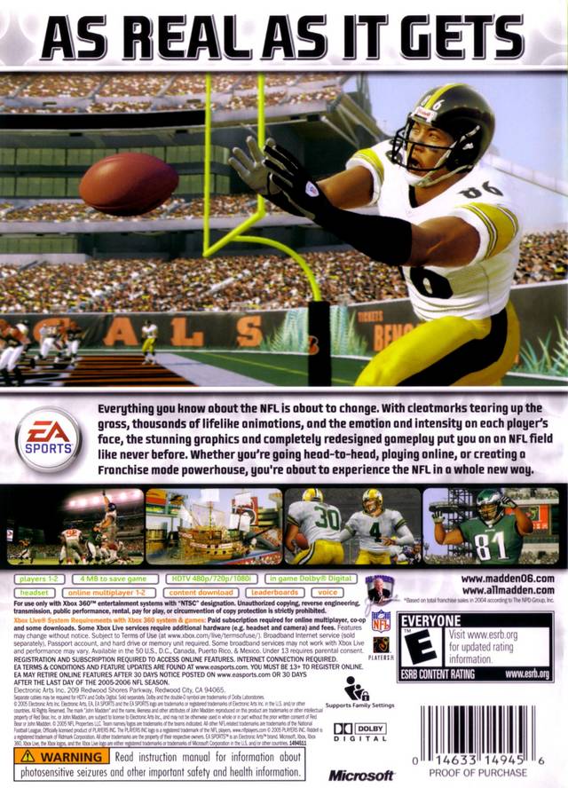 Madden NFL 06 - Xbox 360 Video Games EA Sports   