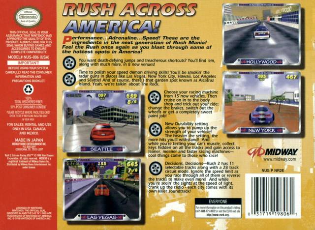 Rush 2: Extreme Racing USA - (N64) Nintendo 64 [Pre-Owned] Video Games Midway   