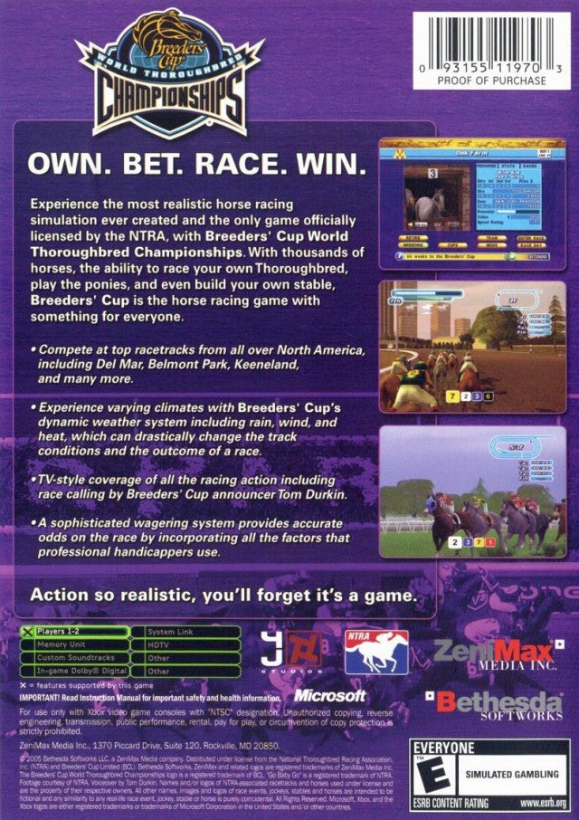 Breeders' Cup World Thoroughbred Championships - Xbox Video Games Bethesda Softworks   