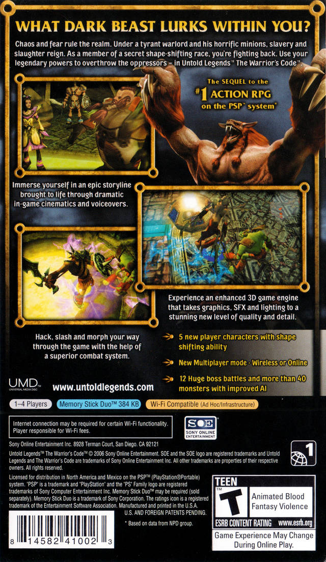 Untold Legends: The Warrior's Code - Sony PSP [Pre-Owned] Video Games Sony Online Entertainment   
