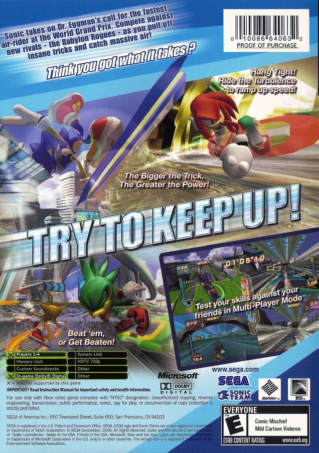 Sonic Riders - (XB) Xbox [Pre-Owned] Video Games Sega   