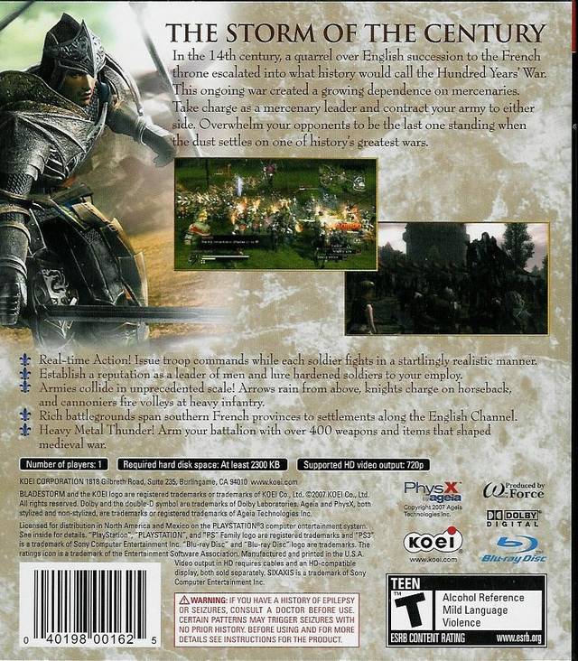 Bladestorm: The Hundred Years' War - (PS3) PlayStation 3 [Pre-Owned] Video Games Koei   