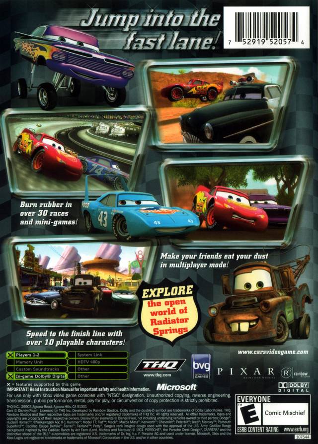 Cars - Xbox Video Games THQ   