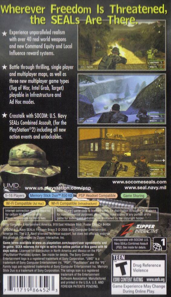 SOCOM: U.S. Navy SEALs Fireteam Bravo 2 - Sony PSP [Pre-Owned] Video Games SCEA   