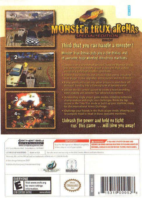 Monster Trux Arenas: Special Edition - Nintendo Wii [Pre-Owned] Video Games Conspiracy Entertainment   