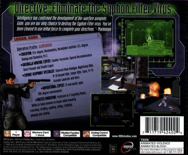 Syphon Filter - (PS1) PlayStation 1 [Pre-Owned] Video Games 989 Studios   