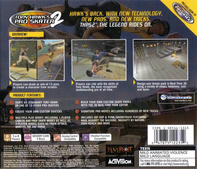 Tony Hawk's Pro Skater 2 - (PS1) PlayStation 1 [Pre-Owned] Video Games Activision   
