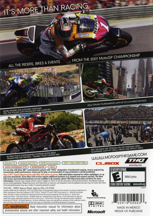 MotoGP '07 - Xbox 360 Video Games THQ   