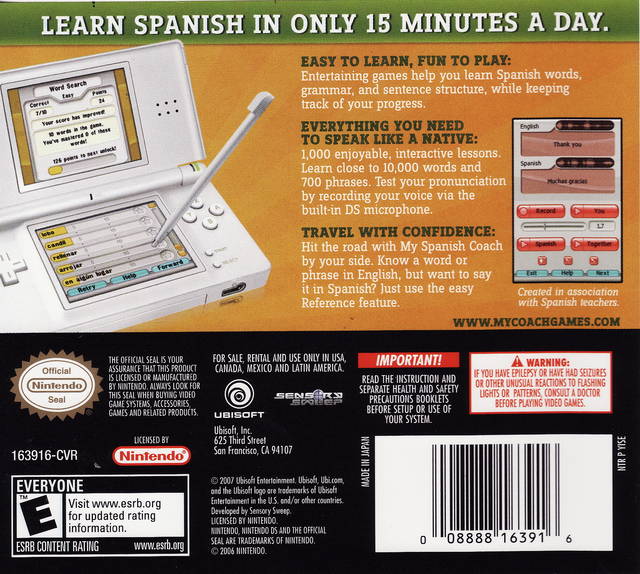 My Spanish Coach - (NDS) Nintendo DS [Pre-Owned] Video Games Ubisoft   