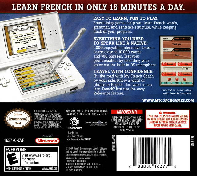 My French Coach - (NDS) Nintendo DS [Pre-Owned] Video Games Ubisoft   