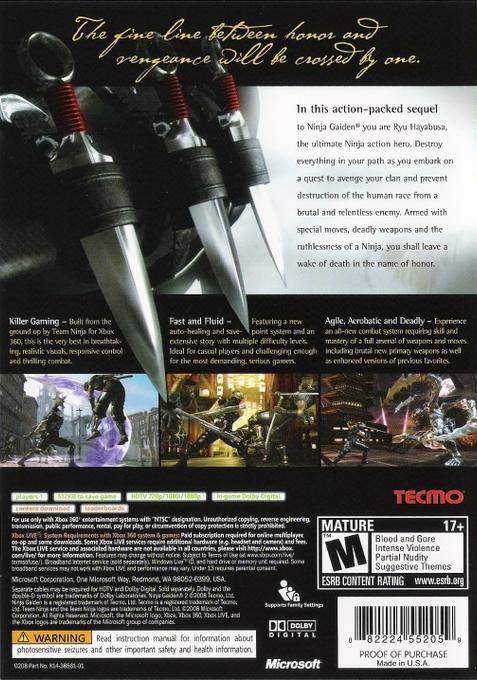 Ninja Gaiden II - Xbox 360 [Pre-Owned] Video Games Tecmo   