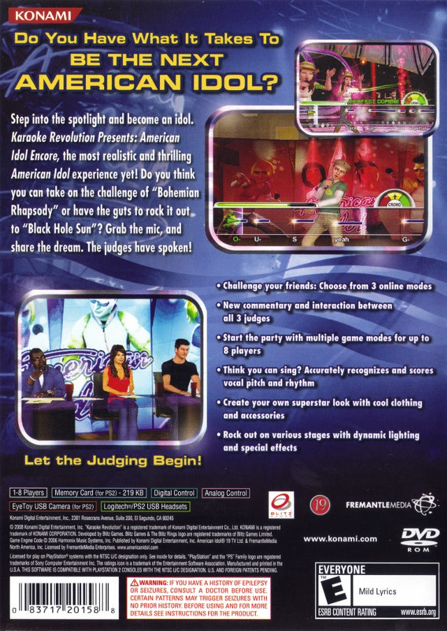 Karaoke Revolution Presents: American Idol Encore - (PS2) PlayStation 2 [Pre-Owned] Video Games Konami   