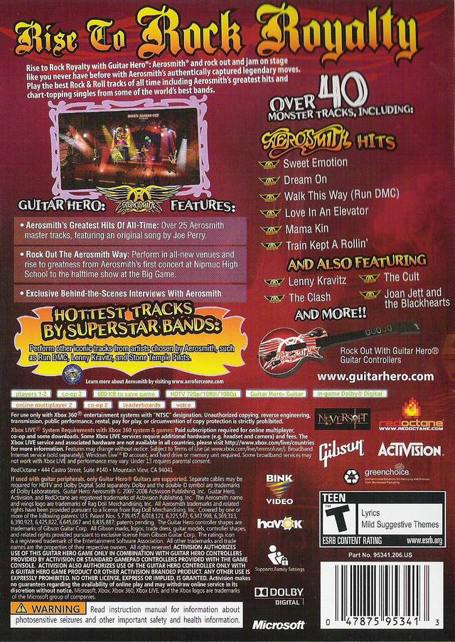 Guitar Hero: Aerosmith - Xbox 360 Video Games Activision   