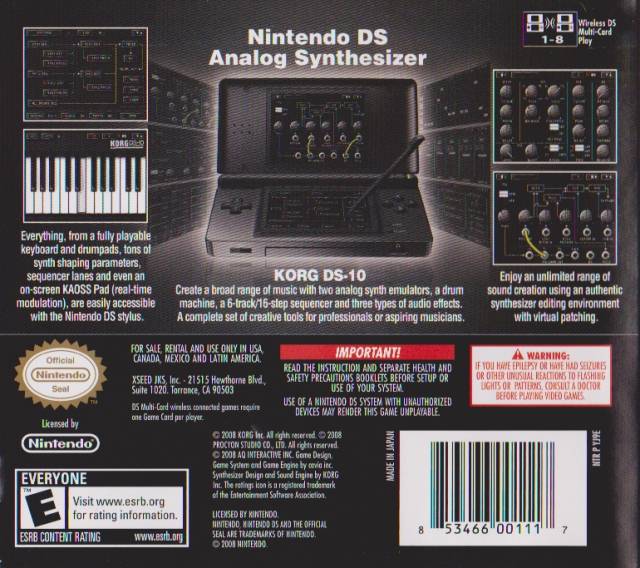 KORG DS-10 Synthesizer - Nintendo DS [Pre-Owned] Video Games XSEED Games   