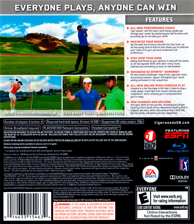 Tiger Woods PGA Tour 09 - (PS3) PlayStation 3 [Pre-Owned] Video Games Electronic Arts   