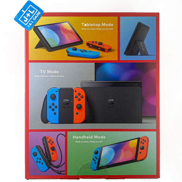 Nintendo Switch (OLED model) w/ Neon Red & Neon Blue Joy-Con 