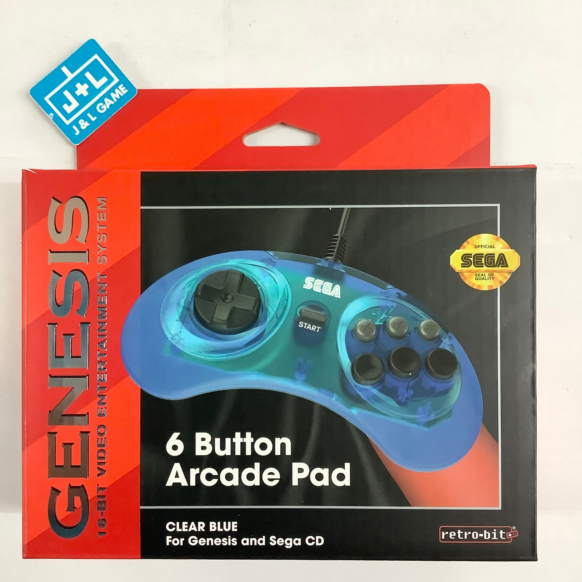 Retro-Bit 6-Button Arcade Pad (Clear Blue) - (SG) Sega Genesis Accessories Retro-Bit