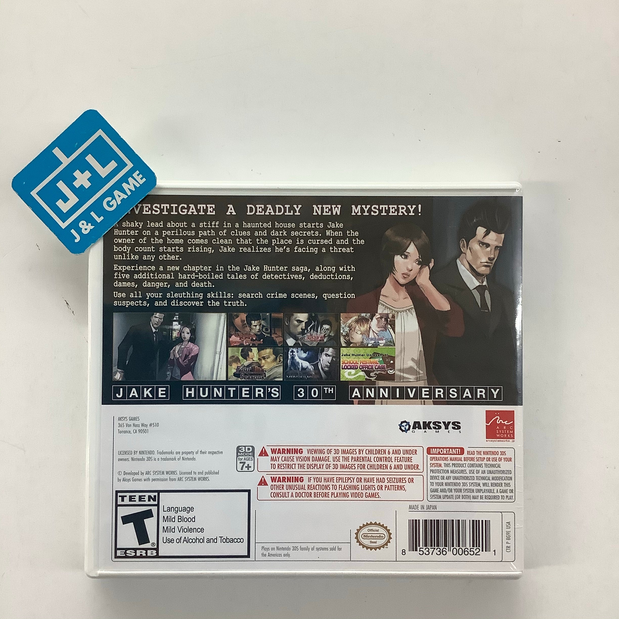 Jake Hunter Detective Story: Ghost of the Dusk - Nintendo 3DS Video Games Aksys Games   