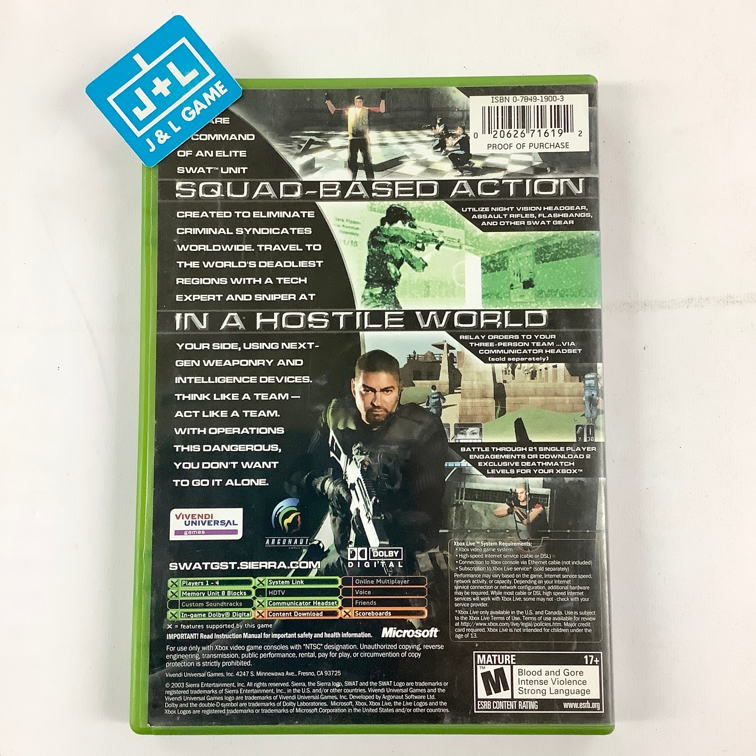 SWAT: Global Strike Team - (XB) Xbox [Pre-Owned] Video Games Sierra Entertainment   