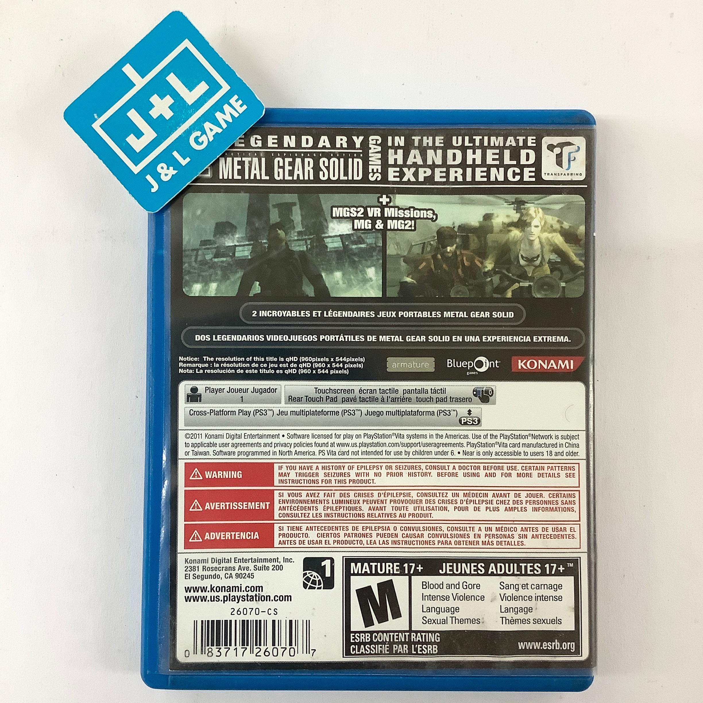 Metal Gear Solid HD Collection - (PSV) PlayStation Vita [Pre-Owned] Video Games Konami   