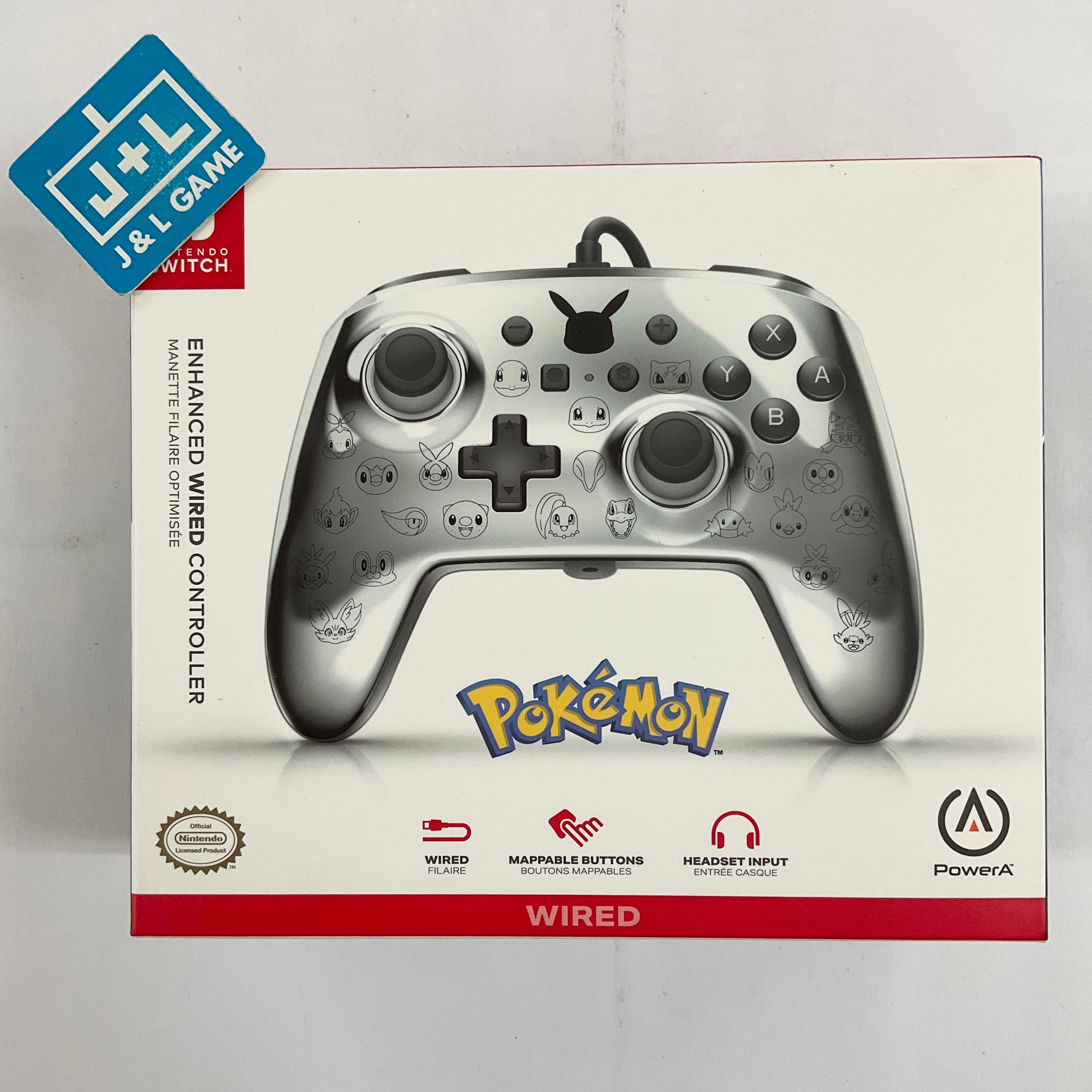 PowerA Enhanced Wired Controller (Pikachu Black & Silver) - (NSW) Nintendo Switch Accessories PowerA