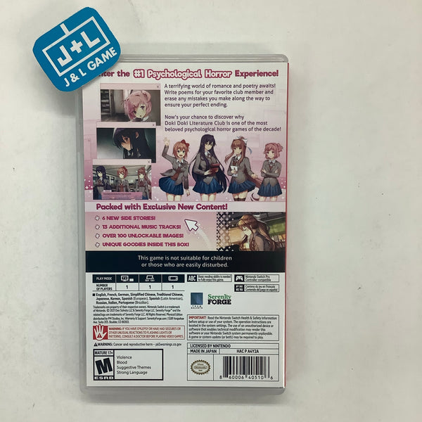 Doki Doki Literature Club Plus!, Serenity Forge, Nintendo Switch,  860006405106