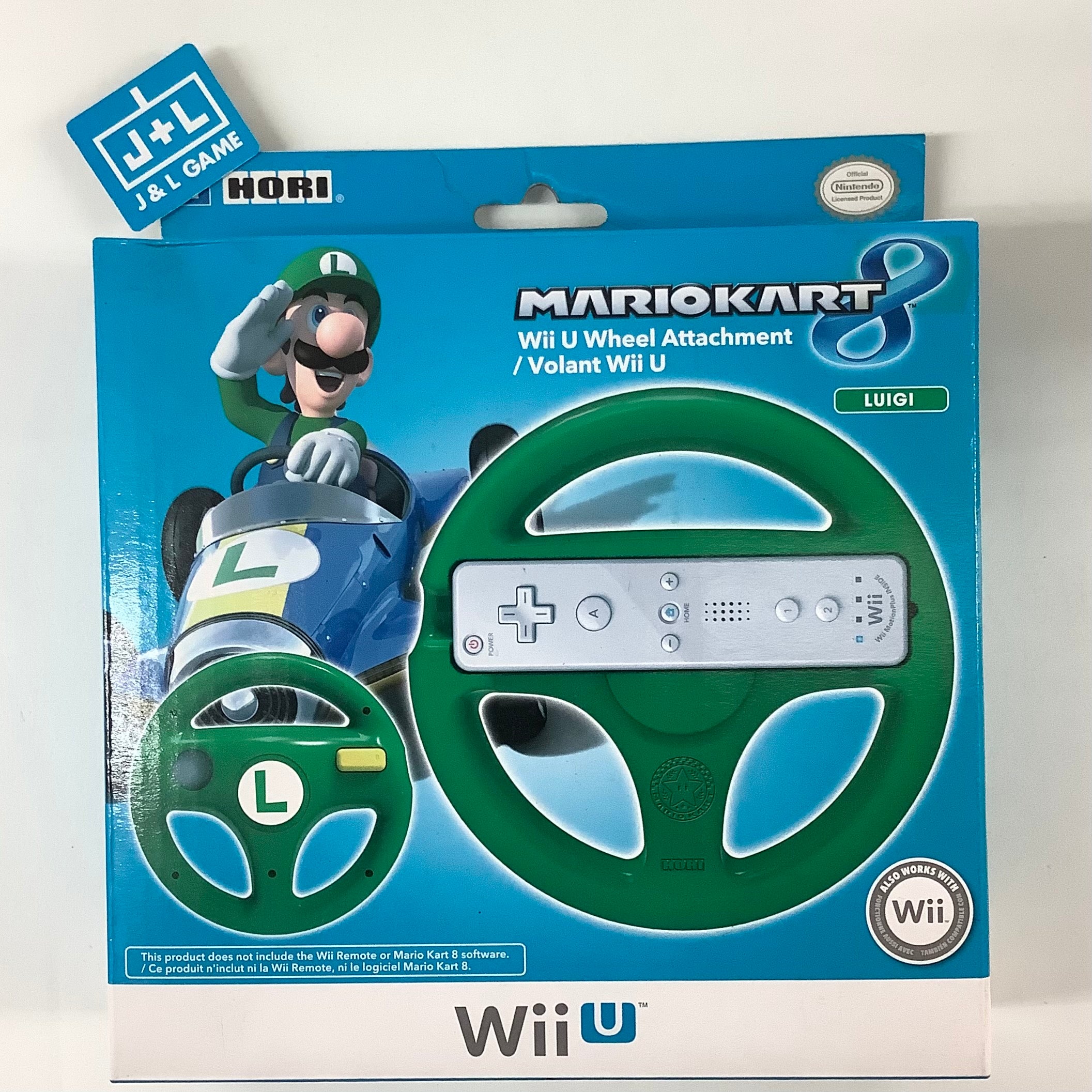 HORI Mario Kart Racing Wheel (Luigi) Nintendo Wii U J&L Game