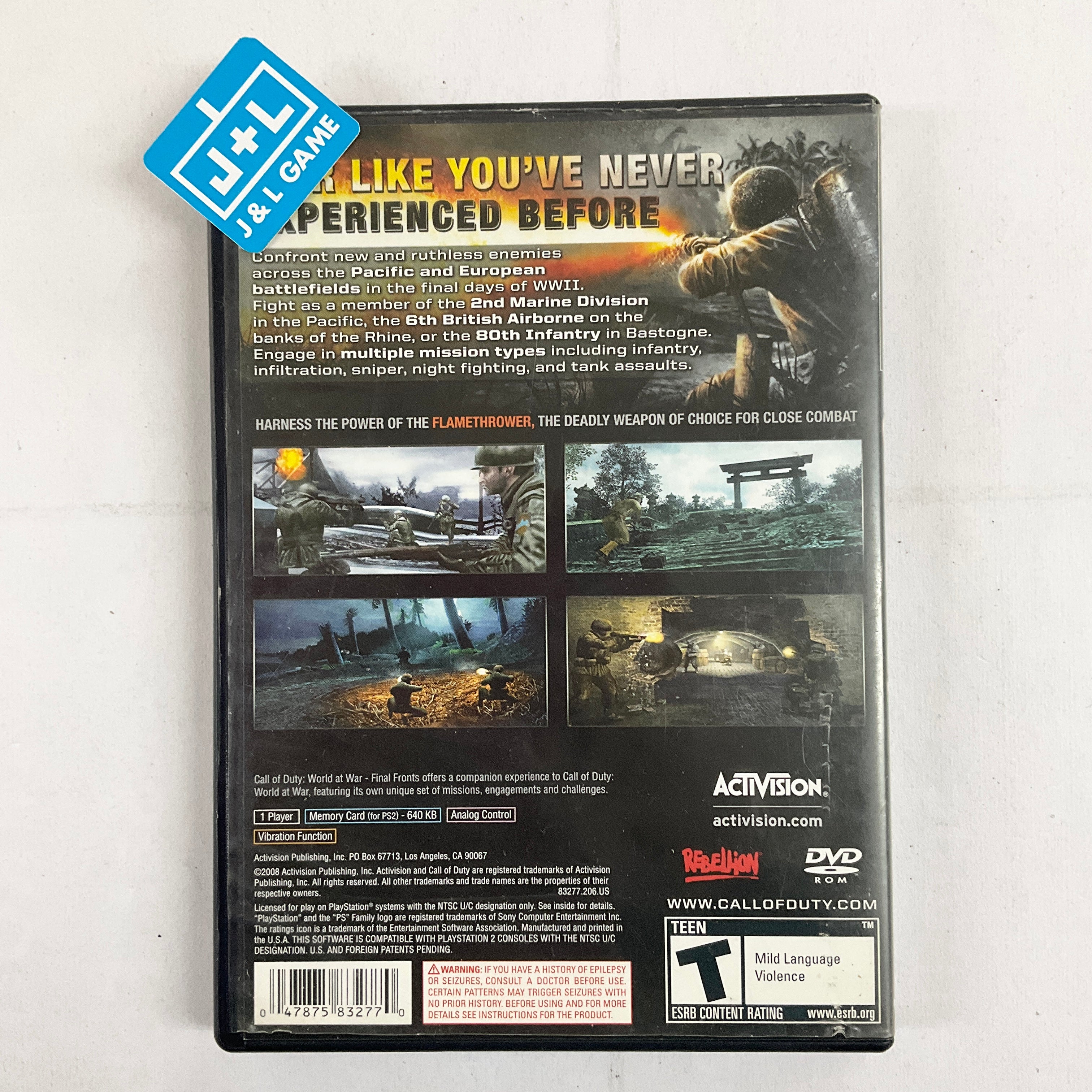 Call of Duty World at War Final Fronts - (PS2) PlayStation 2 [Pre-Owned] Video Games Activision   