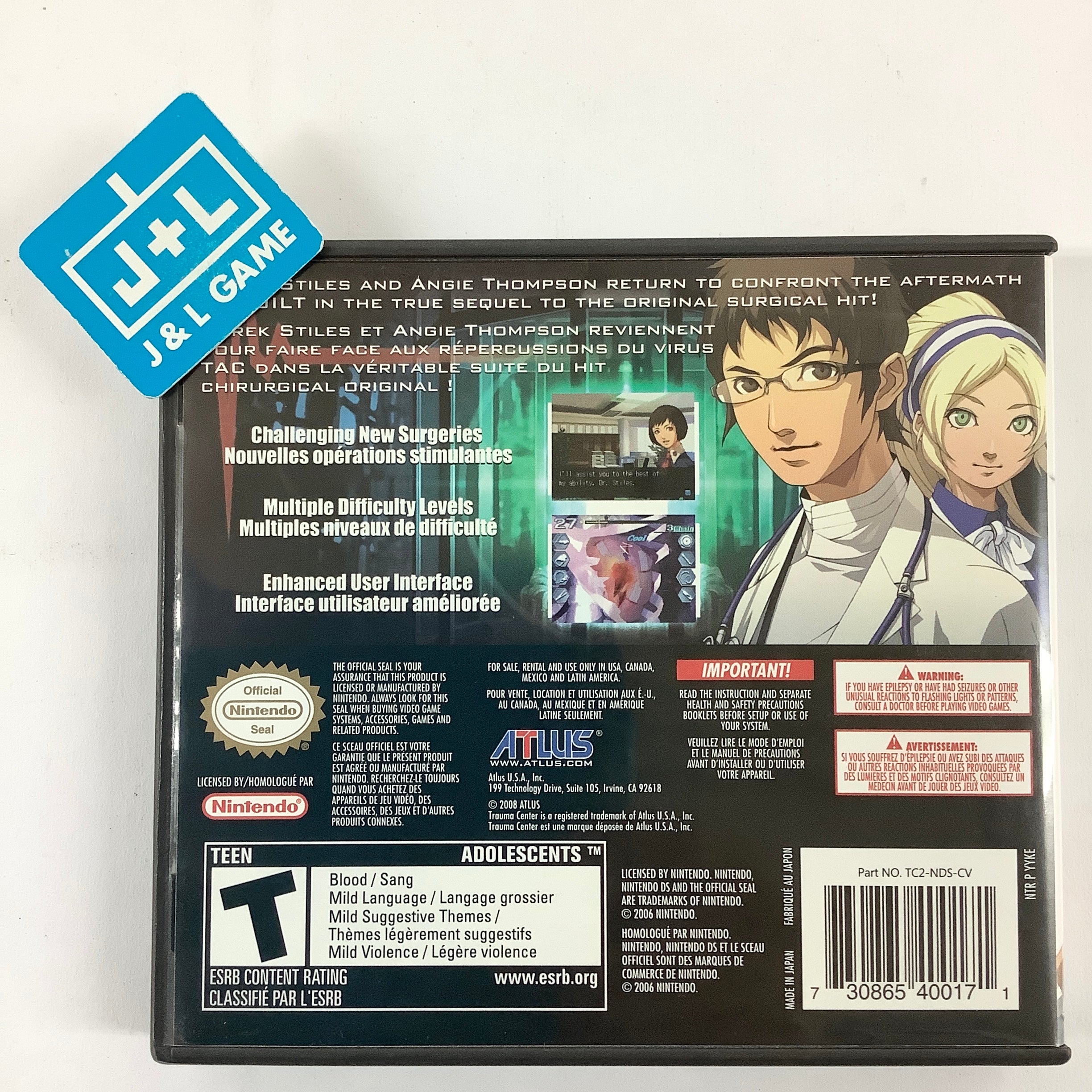 Trauma Center: Under the Knife 2 - (NDS) Nintendo DS [Pre-Owned] Video Games Atlus   