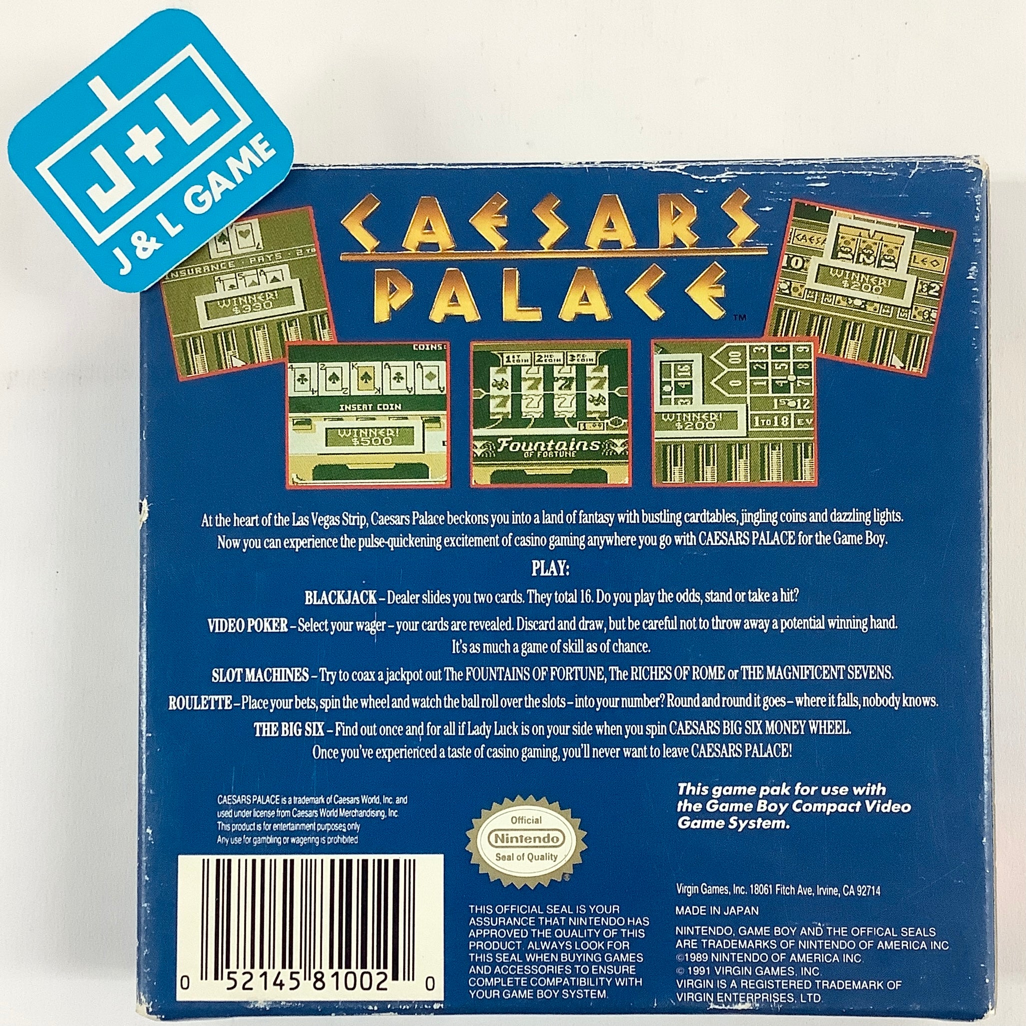 Caesars Palace - (GB) Game Boy [Pre-Owned] Video Games Arcadia Systems   