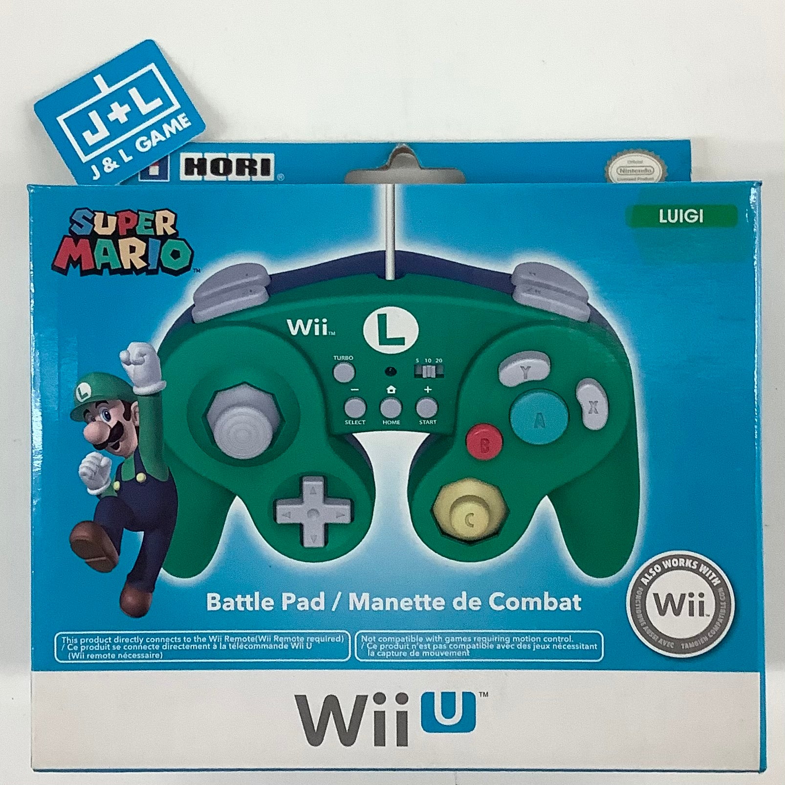 HORI Battle Pad with Turbo (Luigi) Nintendo Wii U J&L Game
