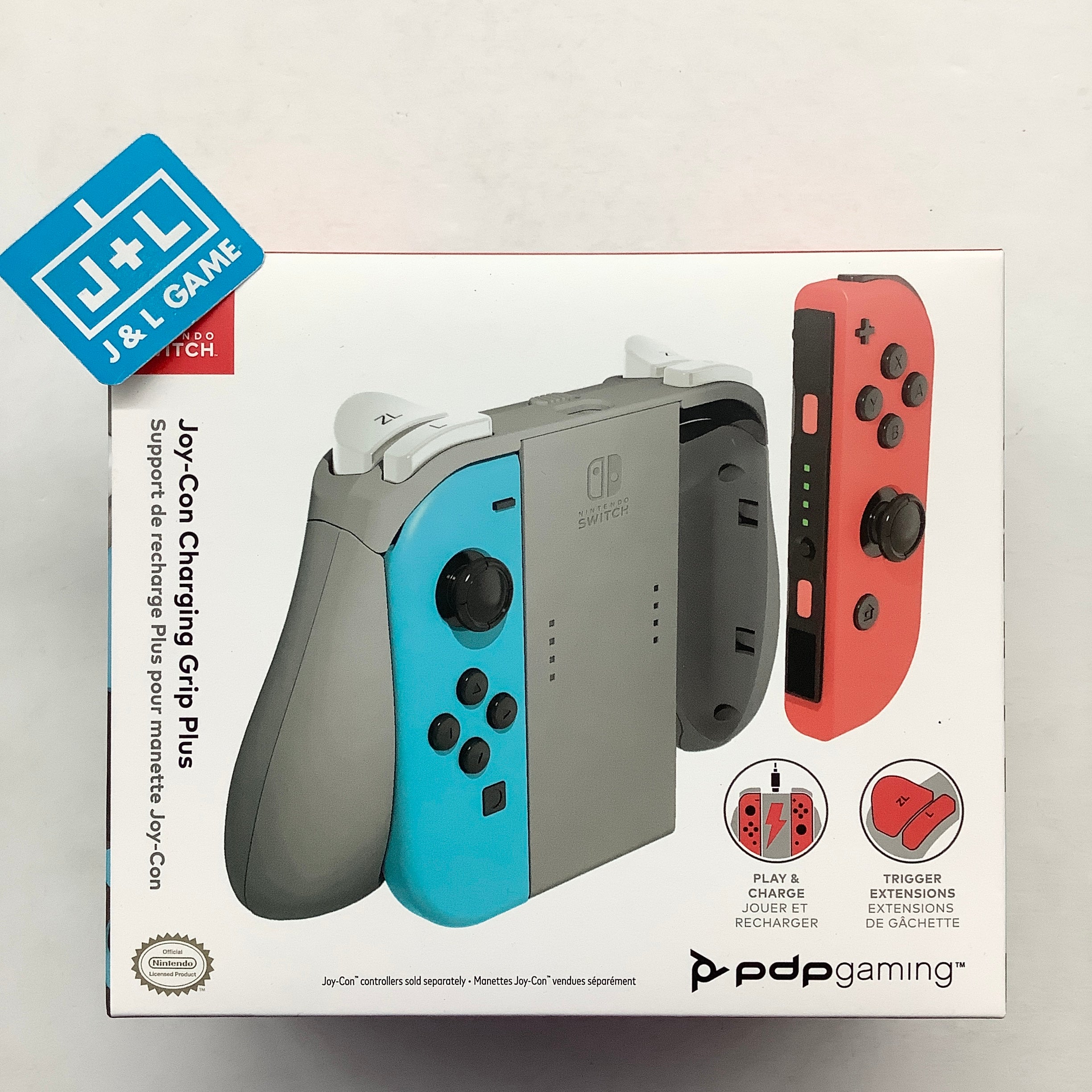 PDP Joy-Con Charging Grip Plus (Gray) - (NSW) Nintendo Switch Accessories PDP