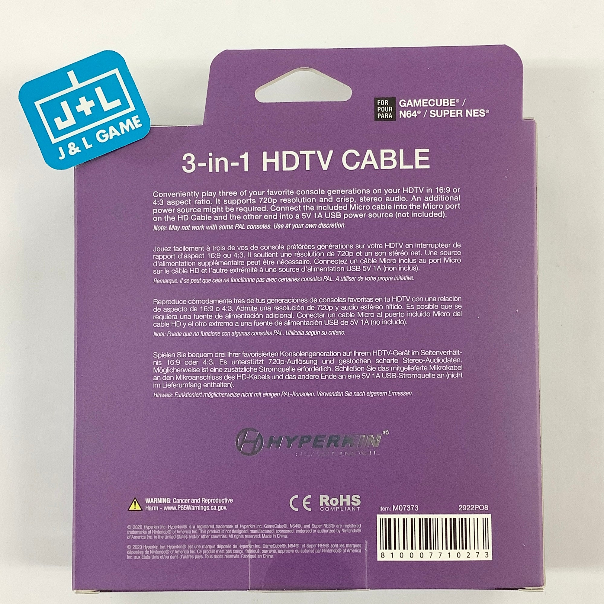 Hyperkin 3-In-1 HDTV Cable for GameCube/N64/Super NES Accessories Hyperkin   