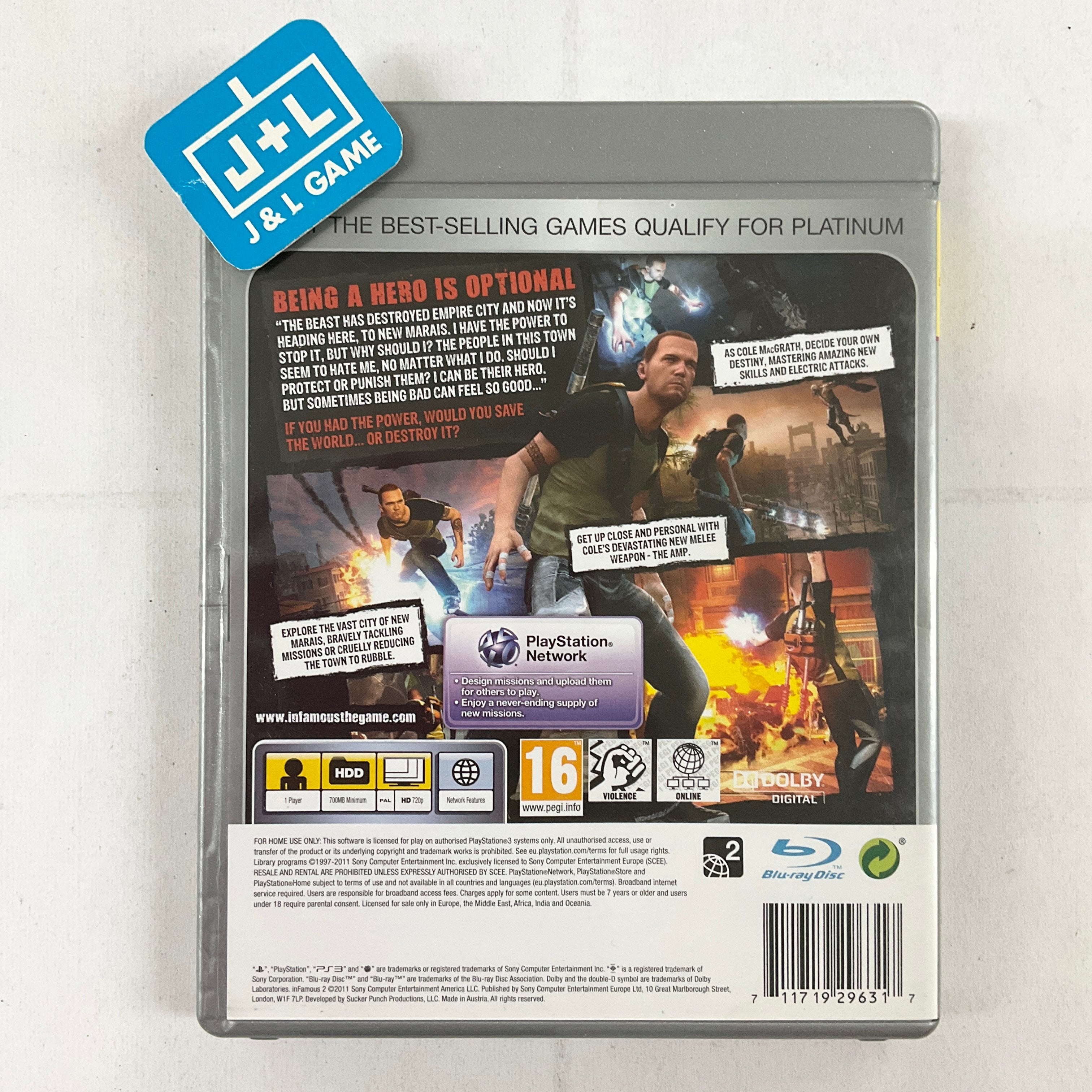 inFamous 2 (Platinum Hits) - (PS3) PlayStation 3 [Pre-Owned] (European Import) Video Games SCEA   