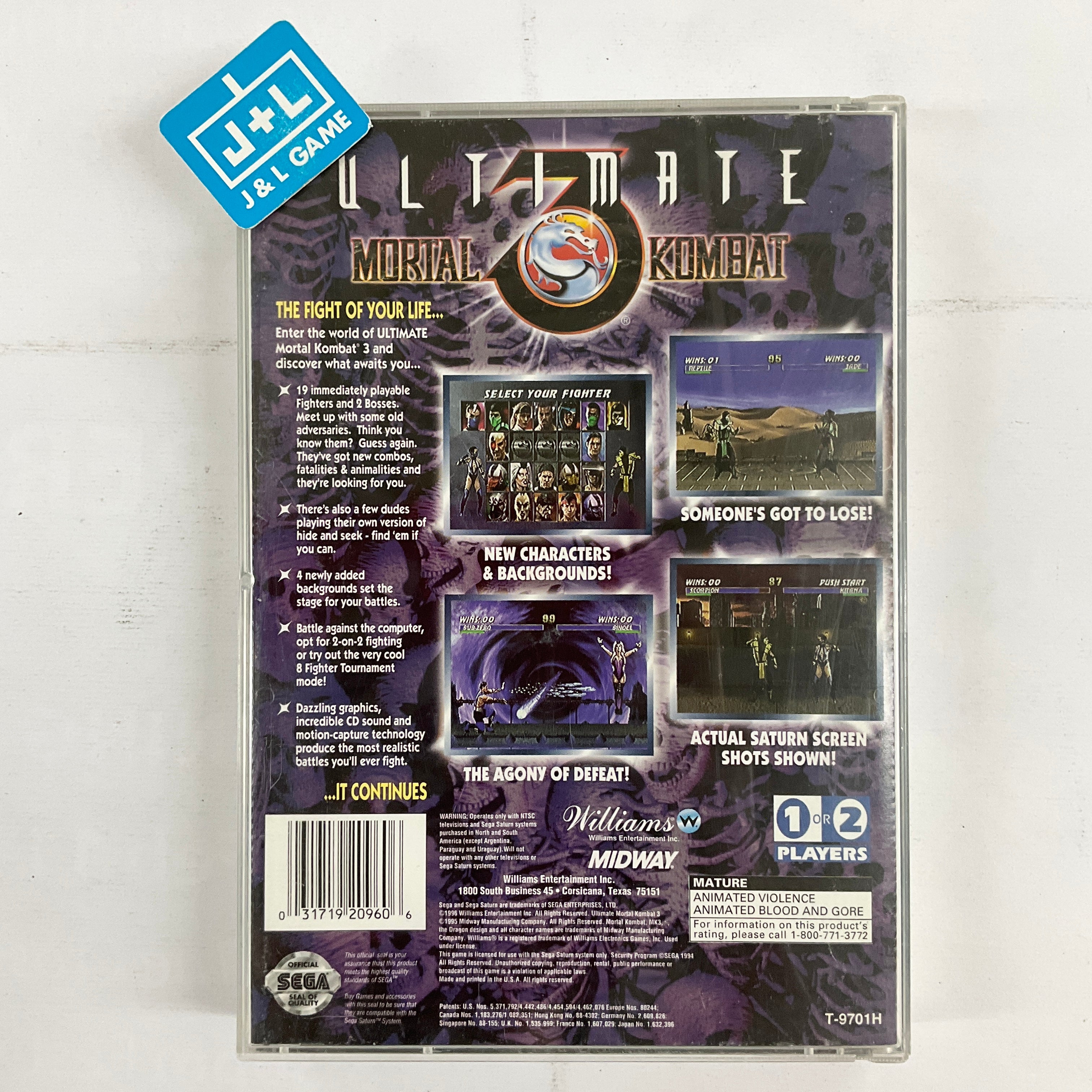 Ultimate Mortal Kombat 3 - (SS) SEGA Saturn [Pre-Owned] Video Games Williams   