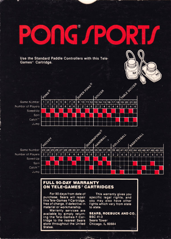 Pong Sports (Sears Tele-Games) - Atari 2600 [Pre-Owned] Video Games Sears   