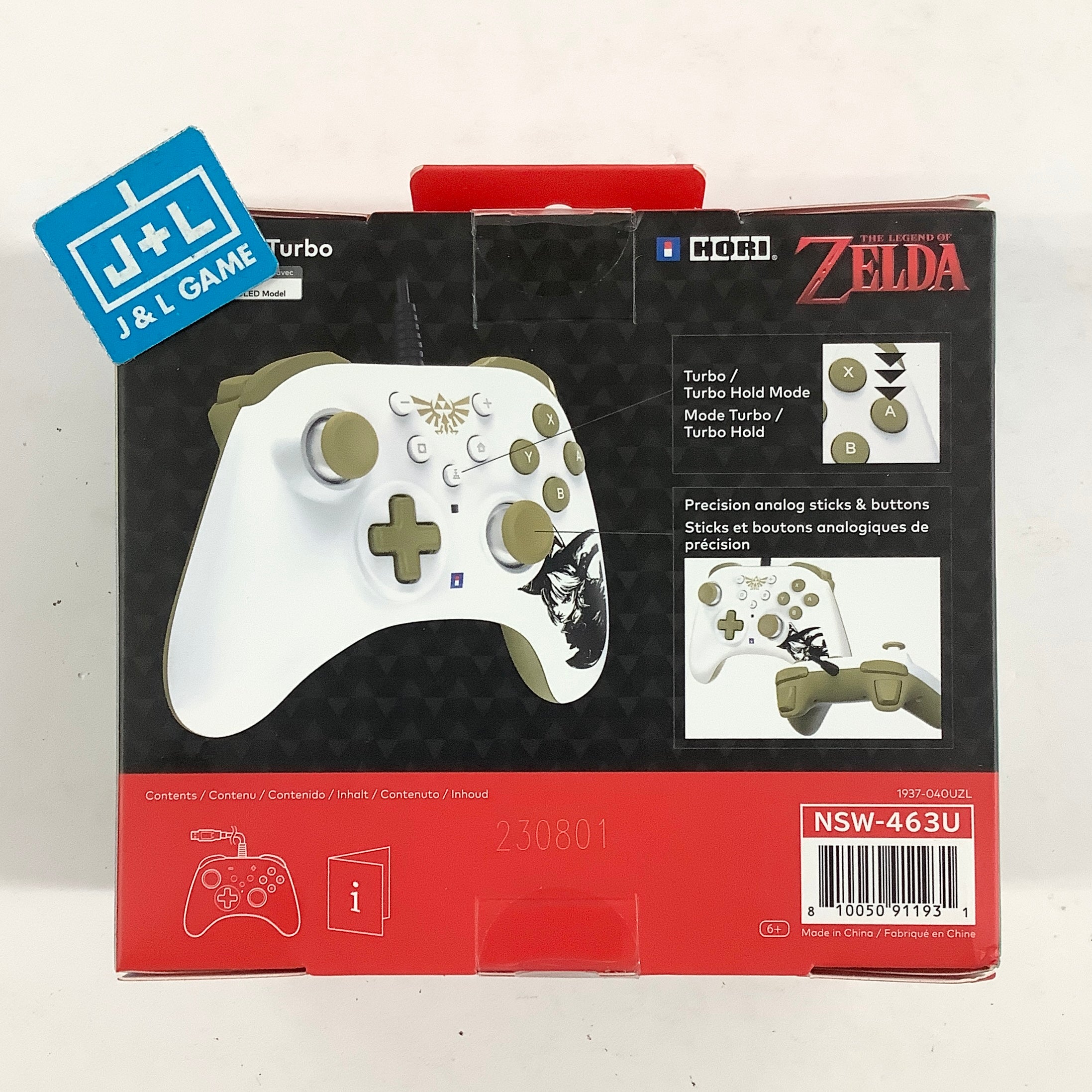 HORI Nintendo Switch HORIPAD Turbo (The Legend of Zelda) Ergonomic Wired Controller Pad - (NSW) Nintendo Switch ACCESSORIES HORI