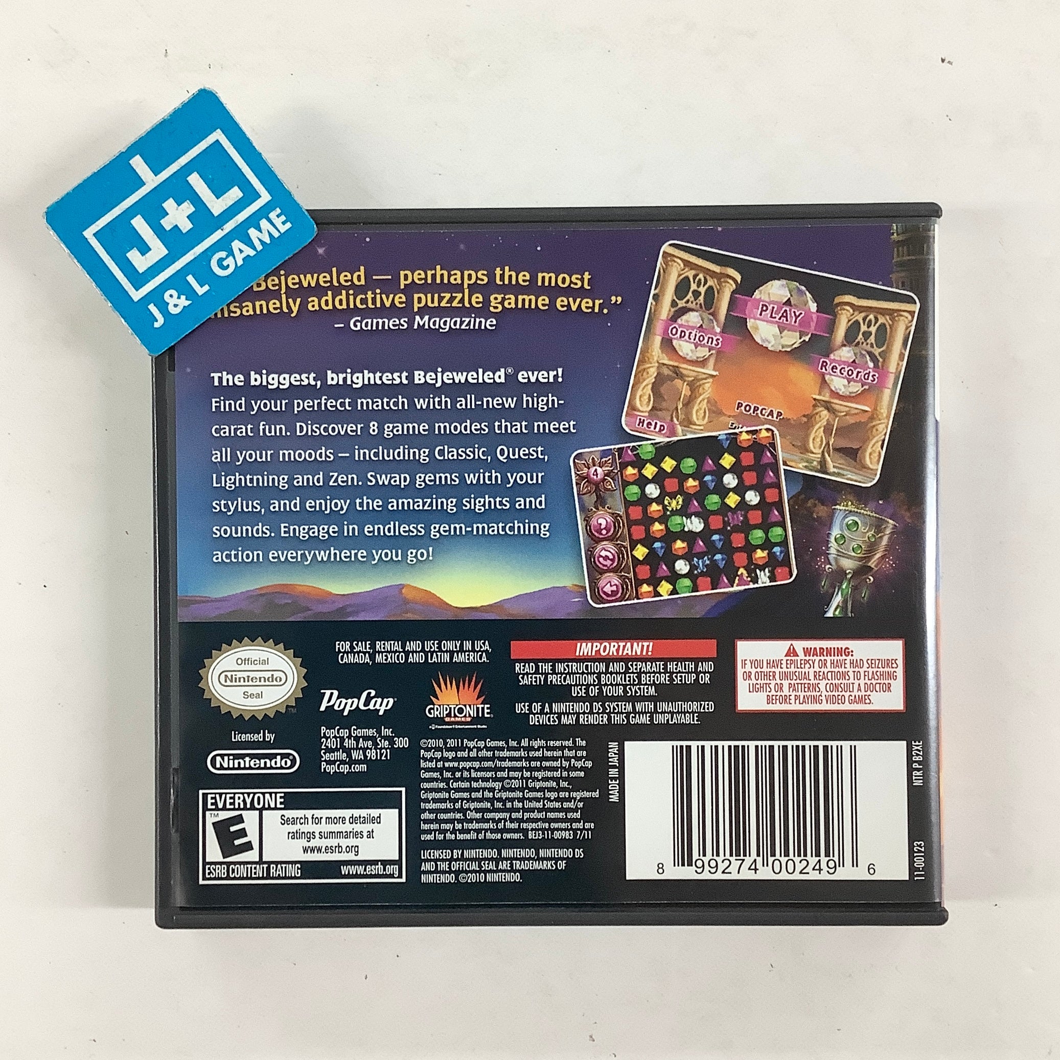Bejeweled 3 - (NDS) Nintendo DS [Pre-Owned] Video Games PopCap Games