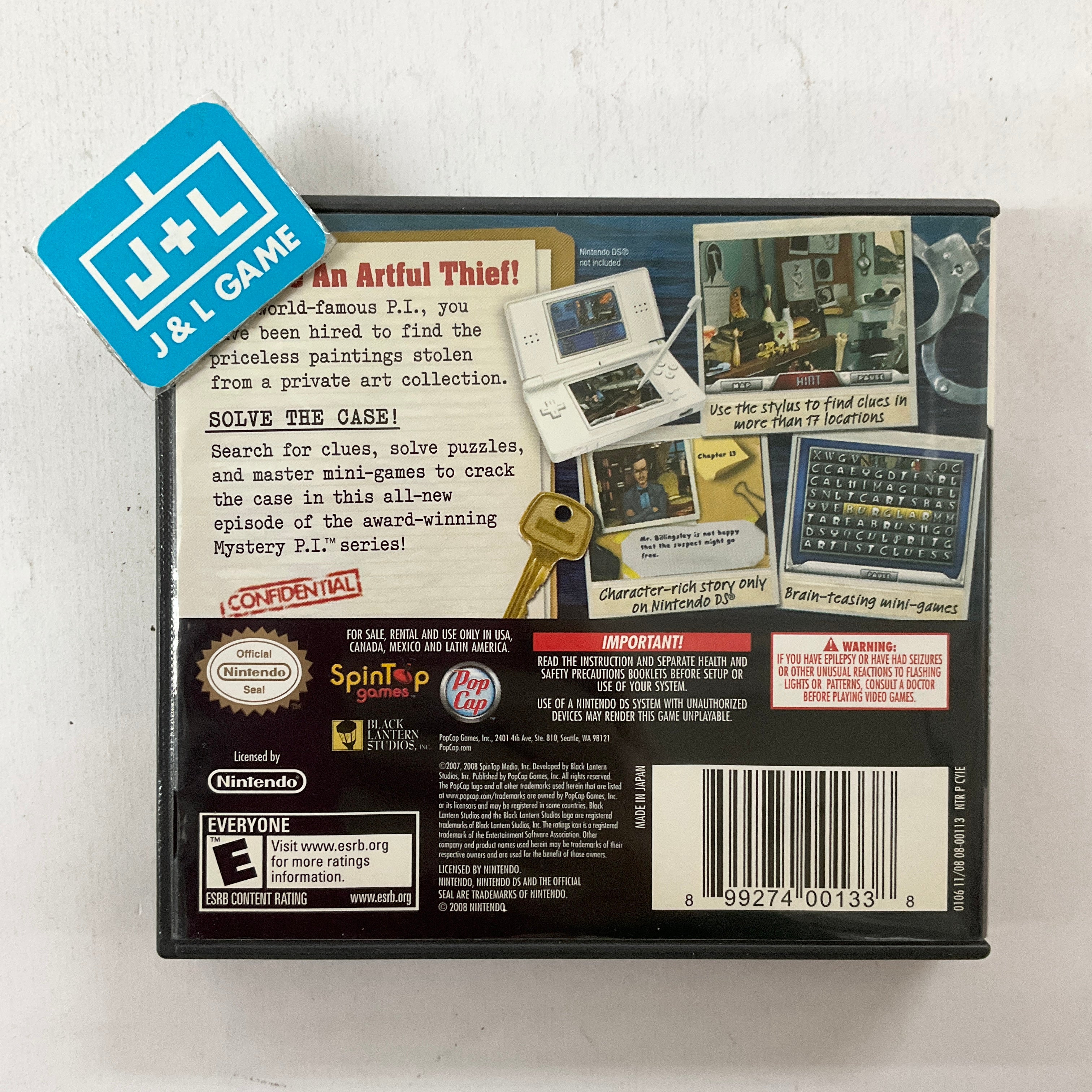 Mystery P.I.: Portrait of a Thief - (NDS) Nintendo DS [Pre-Owned] Video Games PopCap   